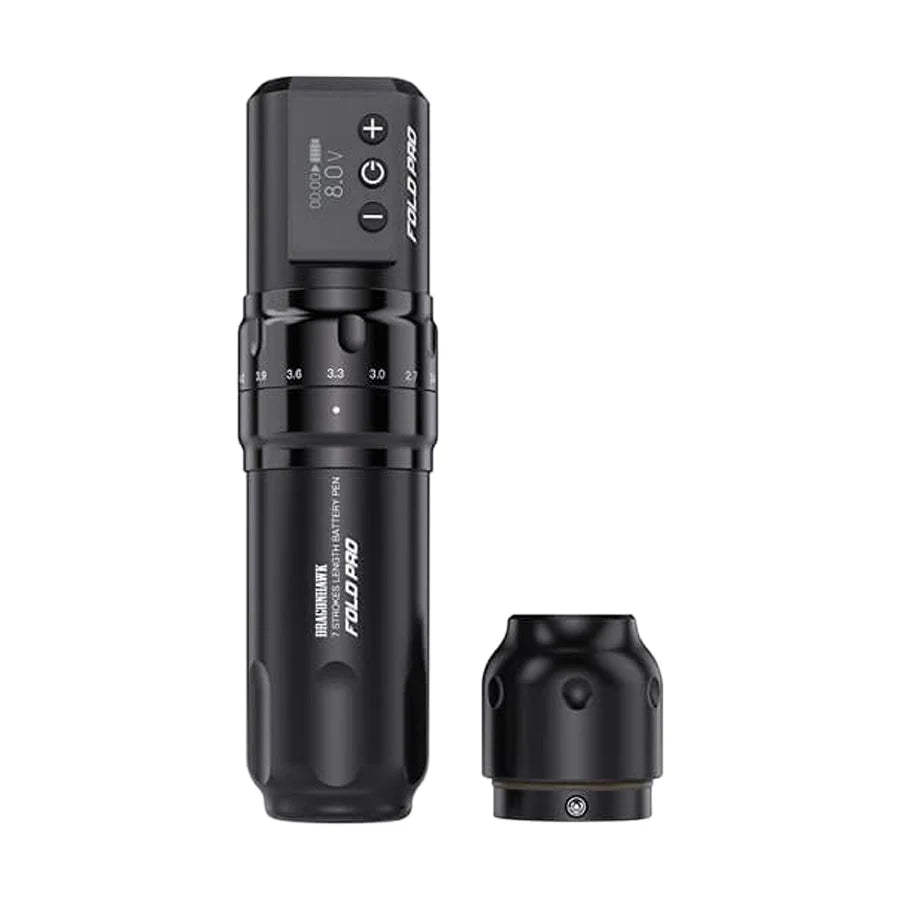 Dragonhawk Fold Pro Wireless Pen Tattoo Machine - Black - Multiple Stroke