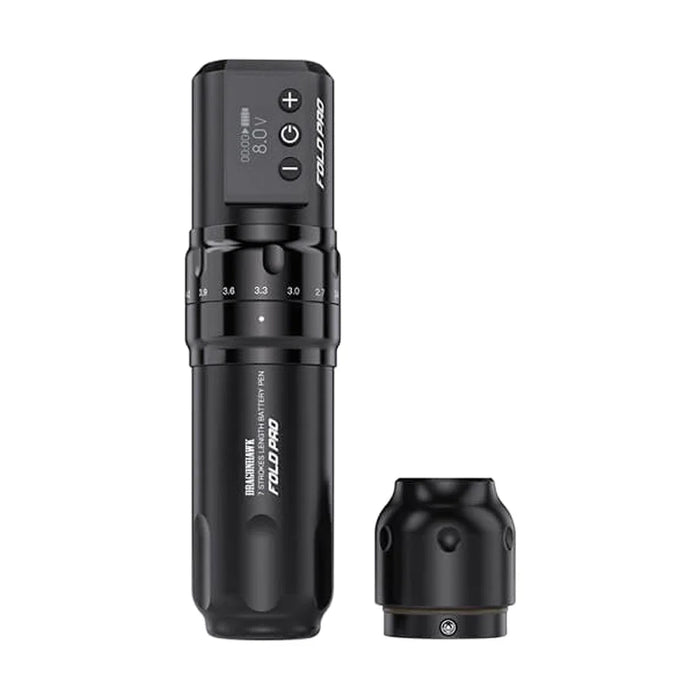 Dragonhawk Fold Pro Wireless Pen Tattoo Machine - Black - Multiple Stroke